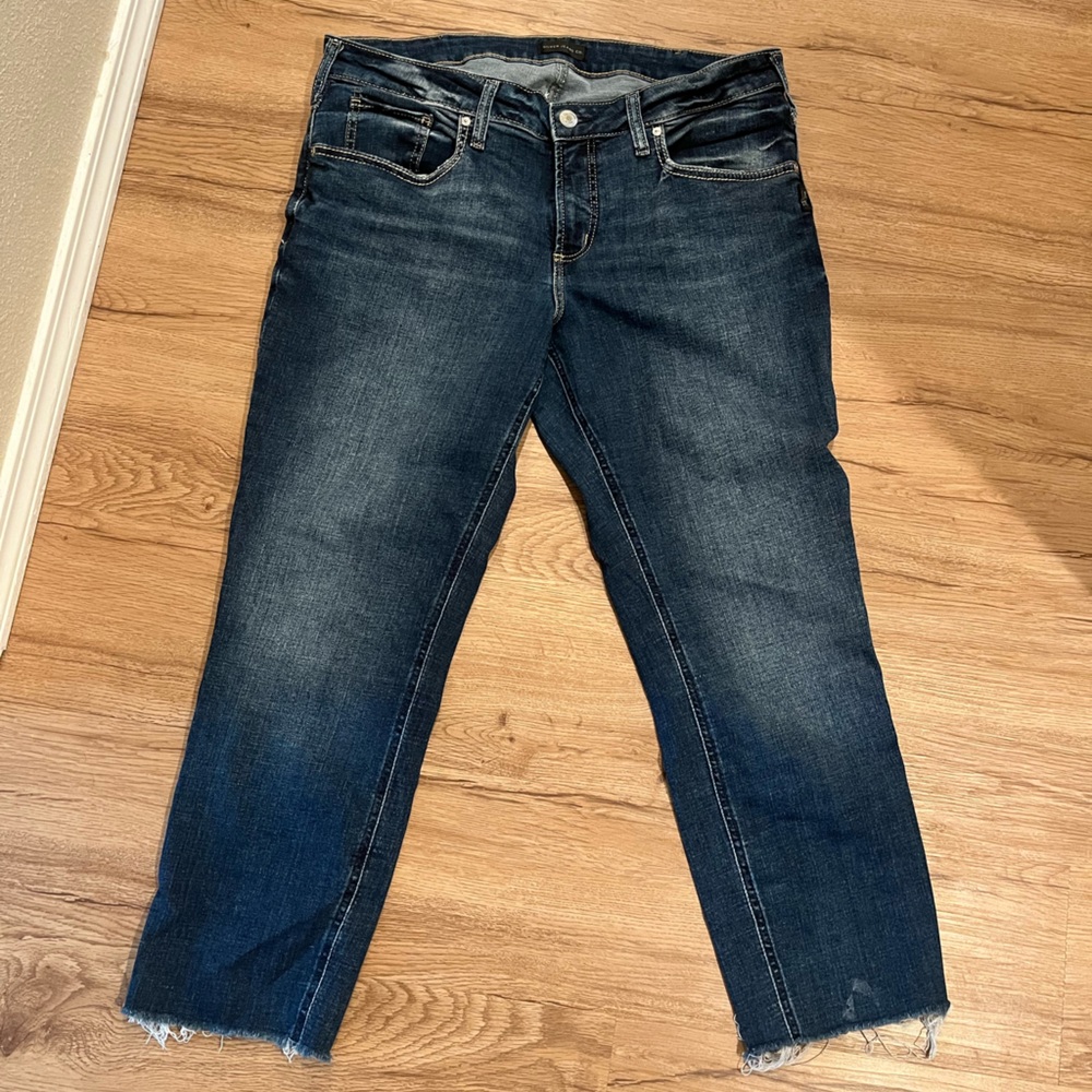Silver Jeans Women's Boyfriend Dark Indigo Straight Leg Jeans